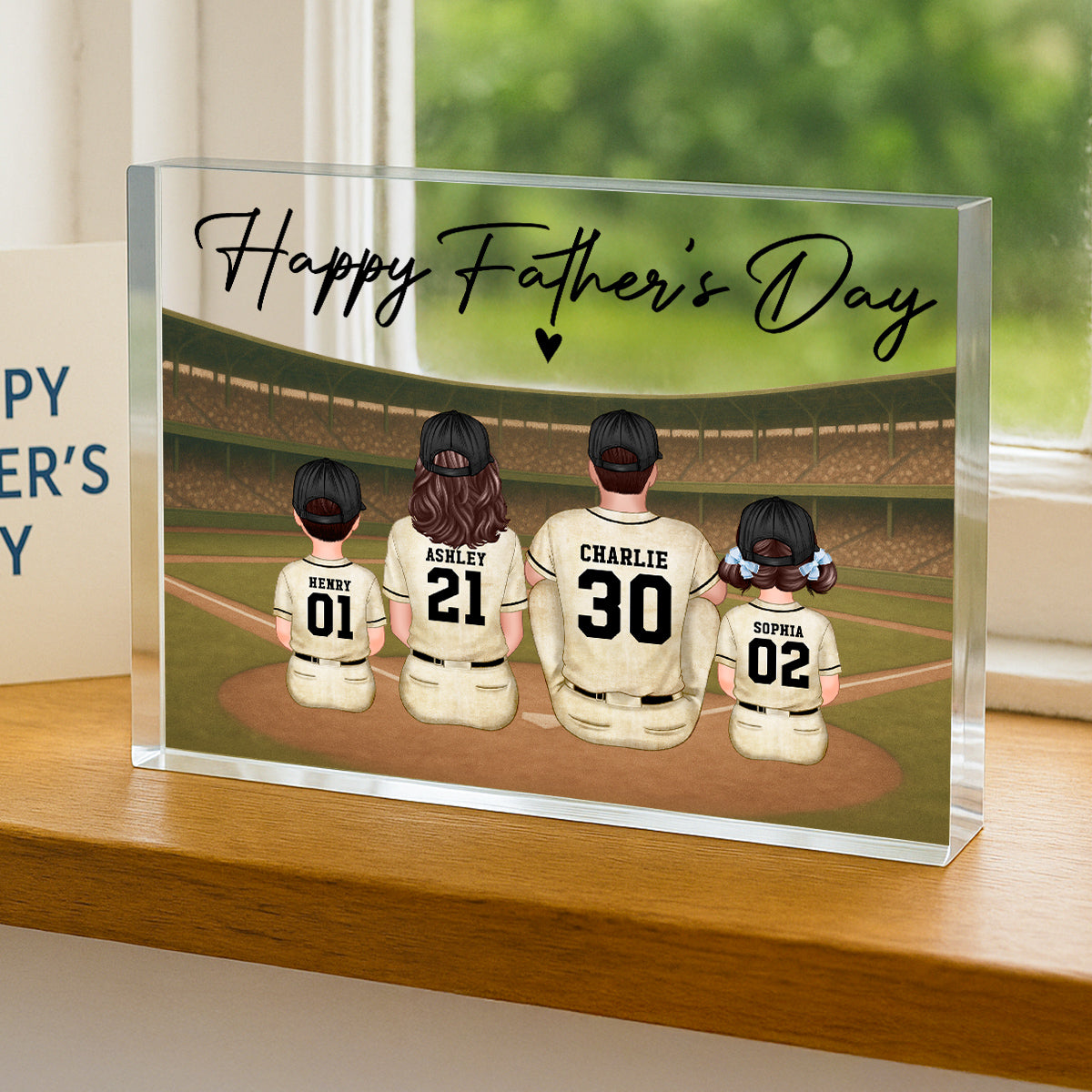 Retro Vintage Baseball Daddy's Dream Team Personalized Acrylic Block Plaque| Unique Gift For Dad