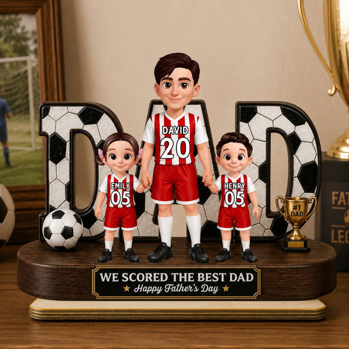 Soccer Dad Legend We Scored The Best Dad - Personalized 2-Layered Wooden Plaque - Gift For Dad, Husband, Soccer Lovers