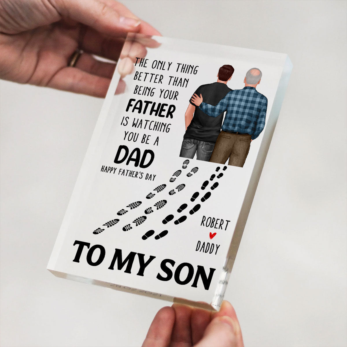 To My Son From Mom Dad Footprints Personalized Acrylic Block, gift