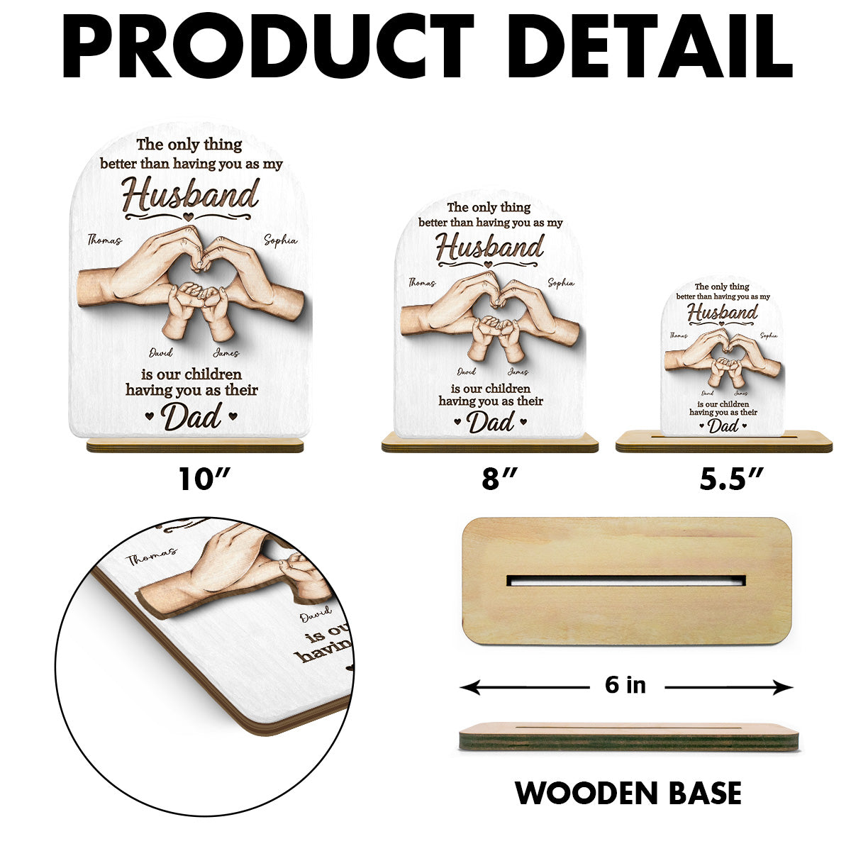 The Only Thing Having You As My Husband Family Hands - Personalized 2-Layered Wooden Plaque - Gift For Husband
