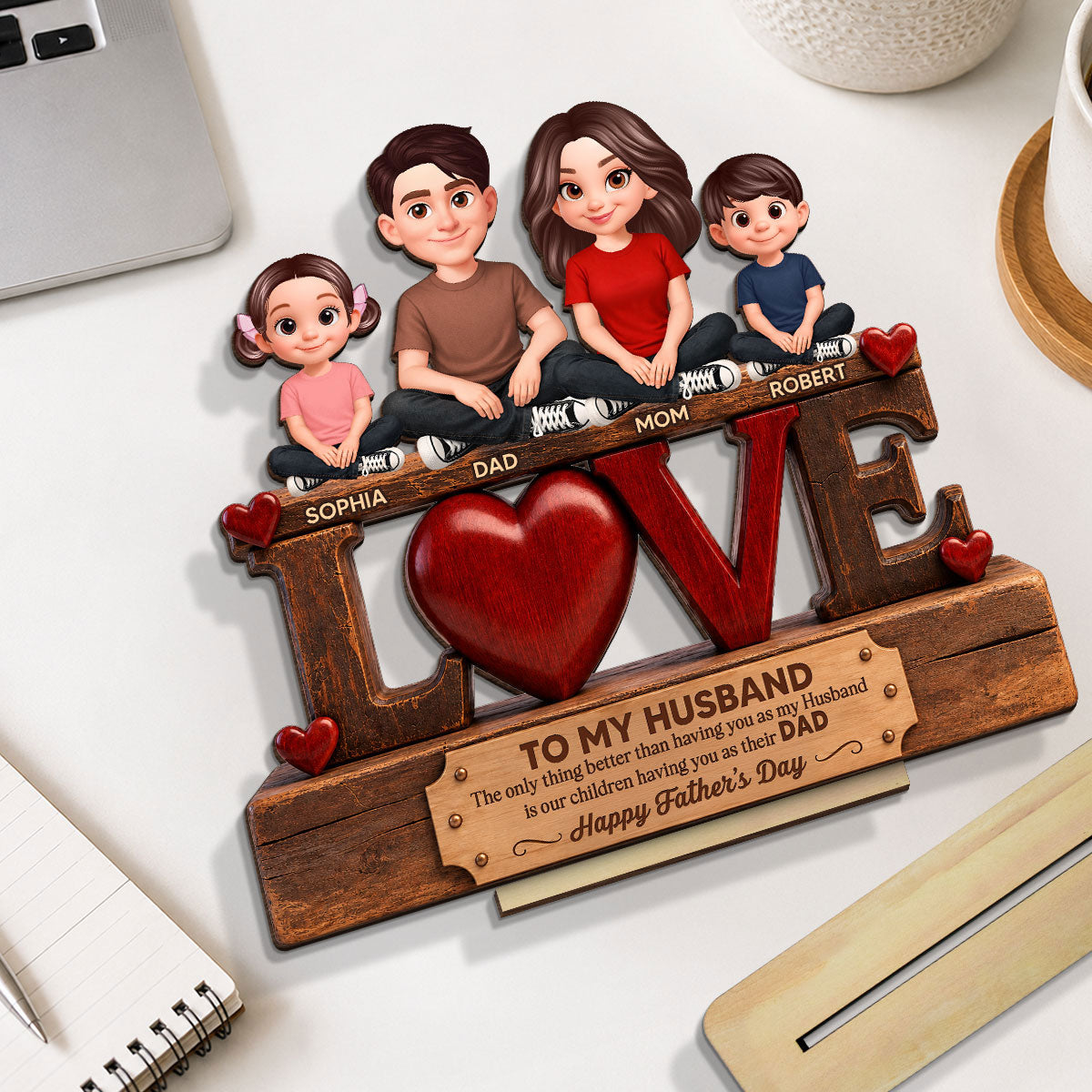 Forever Family Love To My Husband The Only Thing - Personalized 2-Layered Wooden Plaque - Gift For Husband, Dad
