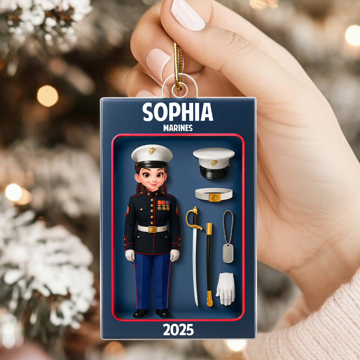 Marines Action Figure 3D Effect Personalized Acrylic Ornament - Special Gift For The Marines
