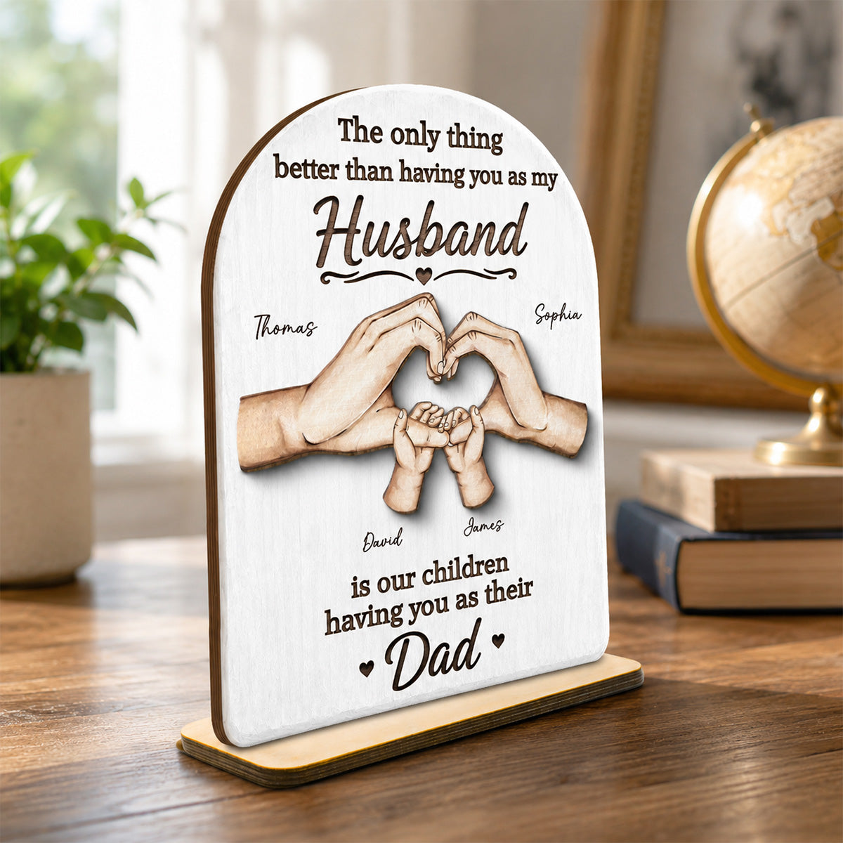 The Only Thing Having You As My Husband Family Hands - Personalized 2-Layered Wooden Plaque - Gift For Husband