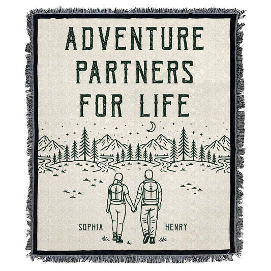 Adventure Partners For Life - Personalized Woven Blanket