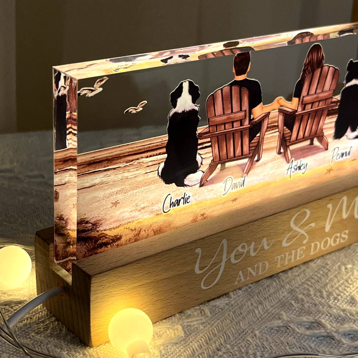 Couple You Me And The Dogs Cats Retro Vintage Personalized LED Night Light, Heartfelt Gift For Dog Lovers, Gift For Cat Lovers