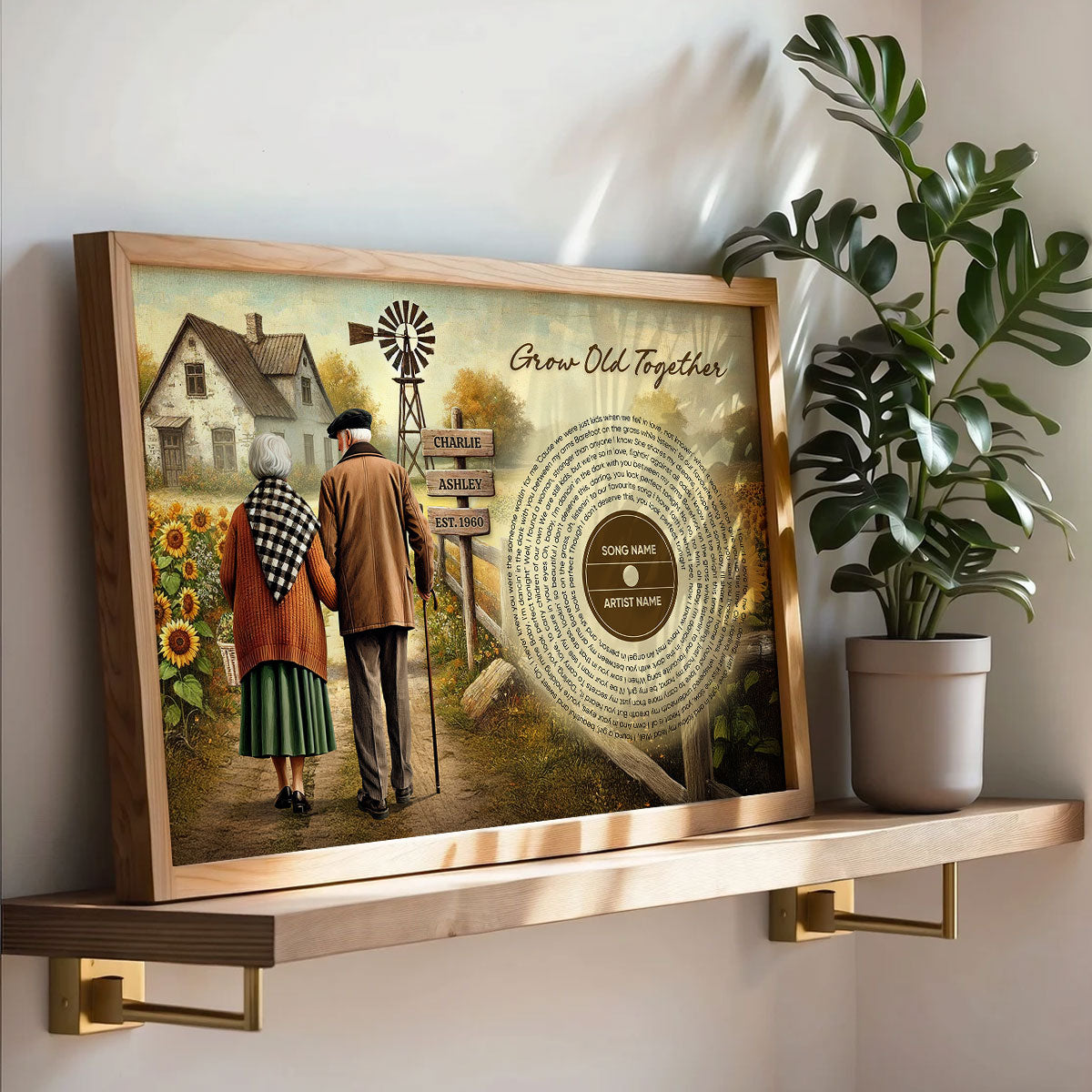 Couple Growing Old Together Favorite Song Vinyl Lyrics Personalized Poster, Heartfelt 2025 Gift, Anniversary Gift For Couple, For Him, For Her, Husband, Wife