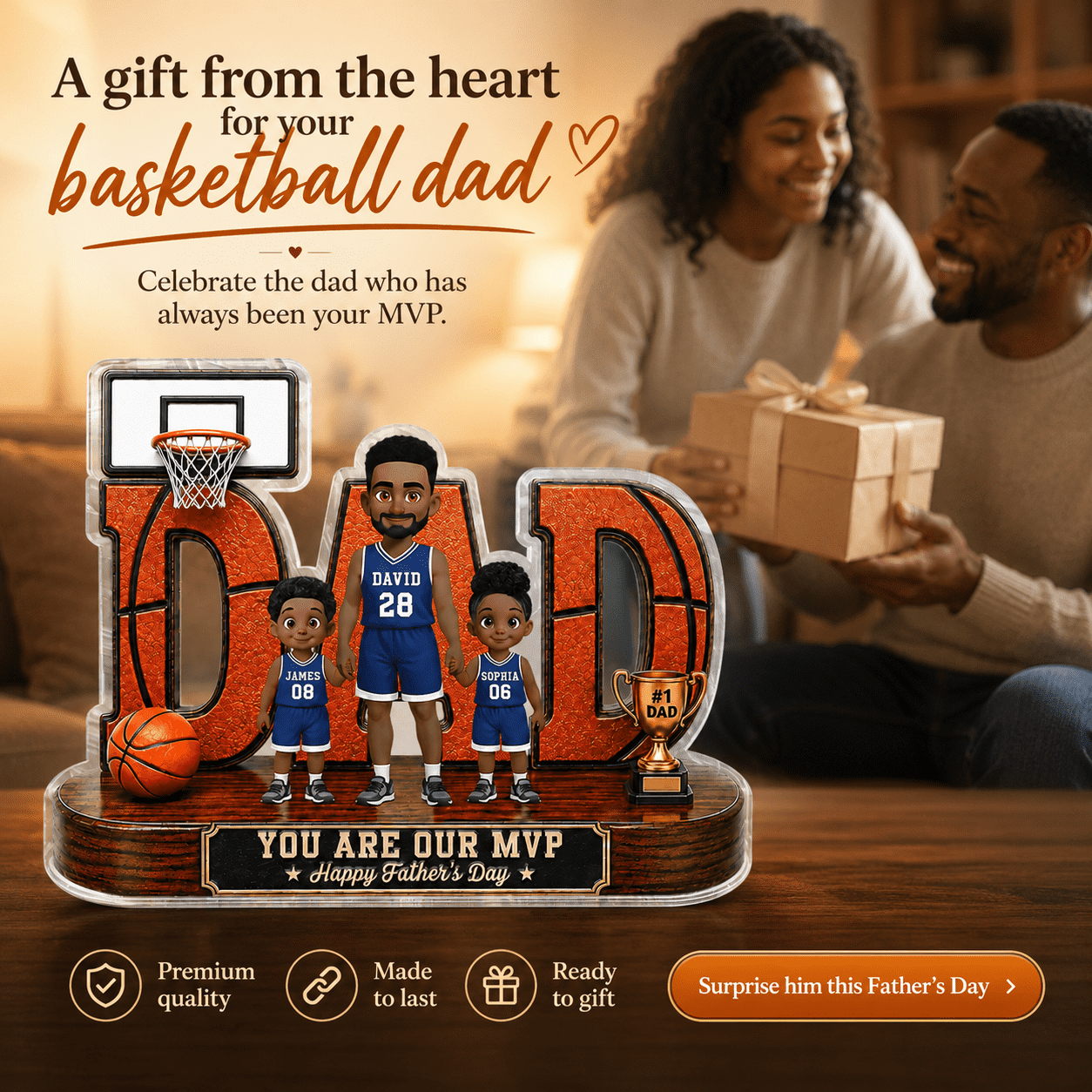 Basketball Dad Legend You Are Our MVP 2D Flat Printed - Personalized Acrylic Block Plaque - Gift For Dad, Husband, Basketball Fans