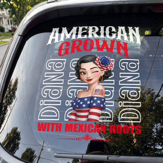 American Grown With Mexican Puerto Rican Cuban Hispanic Roots - Personalized Decal
