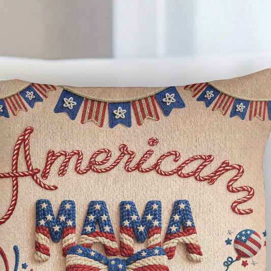 American Mama Grandma 250th Birthday USA Faux Pattern - Personalized Pillow Cover