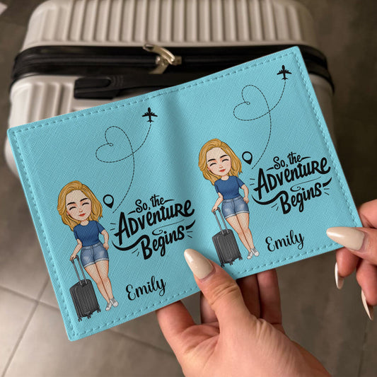 And So The Adventure Begin - Personalized Passport Cover And Luggage Tag Travel Set