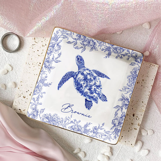 Animal Lovers Vintage Toile De Jouy- Personalized Jewelry Dish