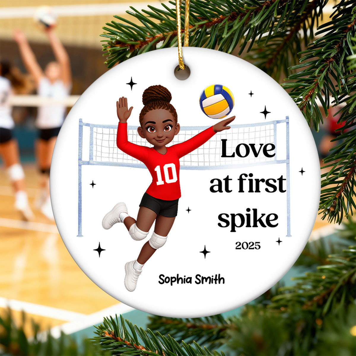 Love At First Spike Volleyball Player - Personalized Ceramic Ornament - Christmas Gift For Volleyball Players