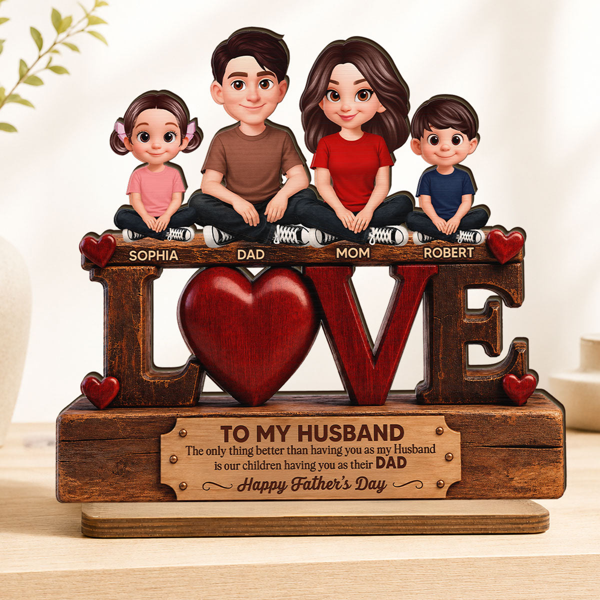 Forever Family Love To My Husband The Only Thing - Personalized 2-Layered Wooden Plaque - Gift For Husband, Dad