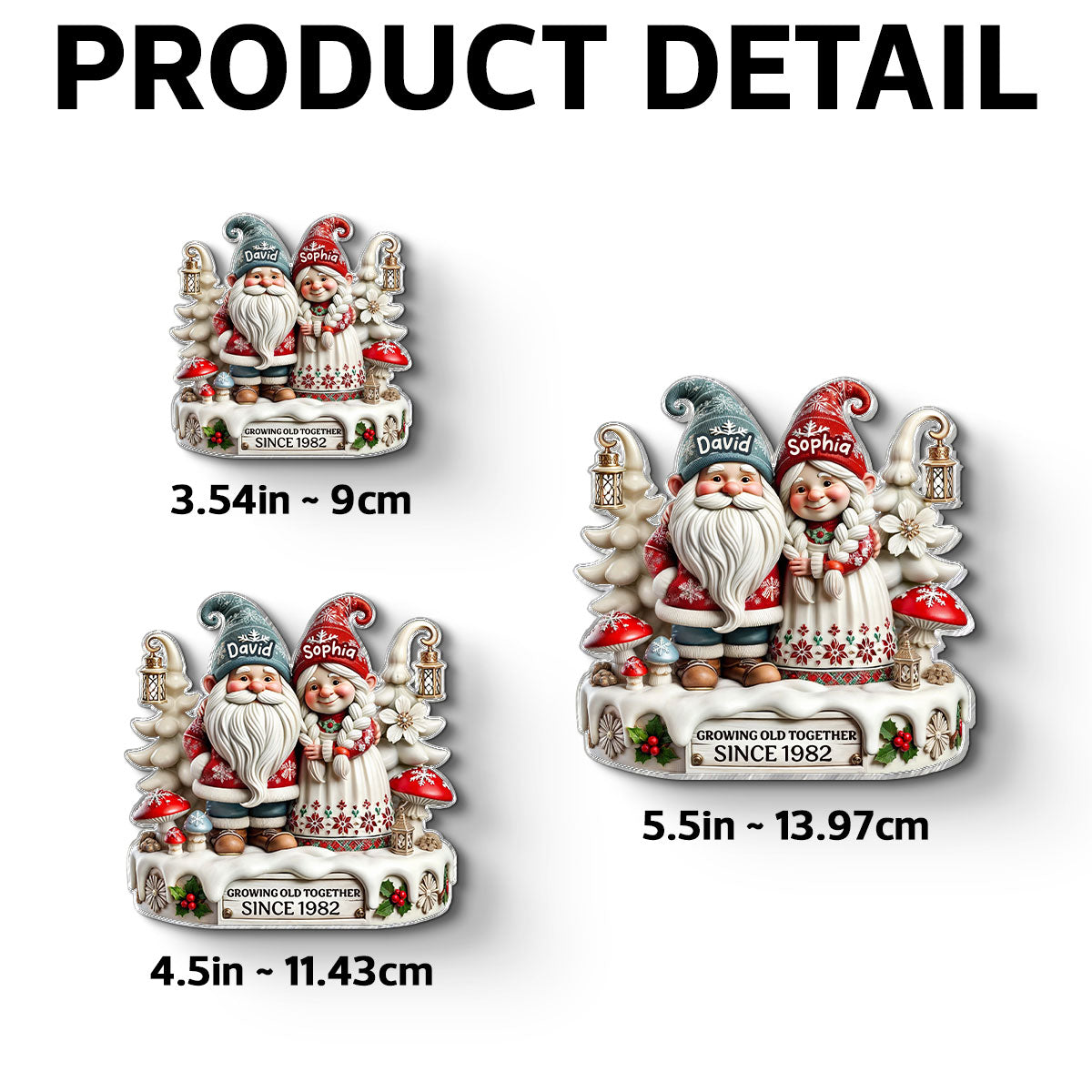 3D Effect Gnome Couple Together Personalized Acrylic Fridge Magnet, 2025 Heartfelt Gift, Anniversary Gift For Couple, For Him, For Her, Husband, Wife