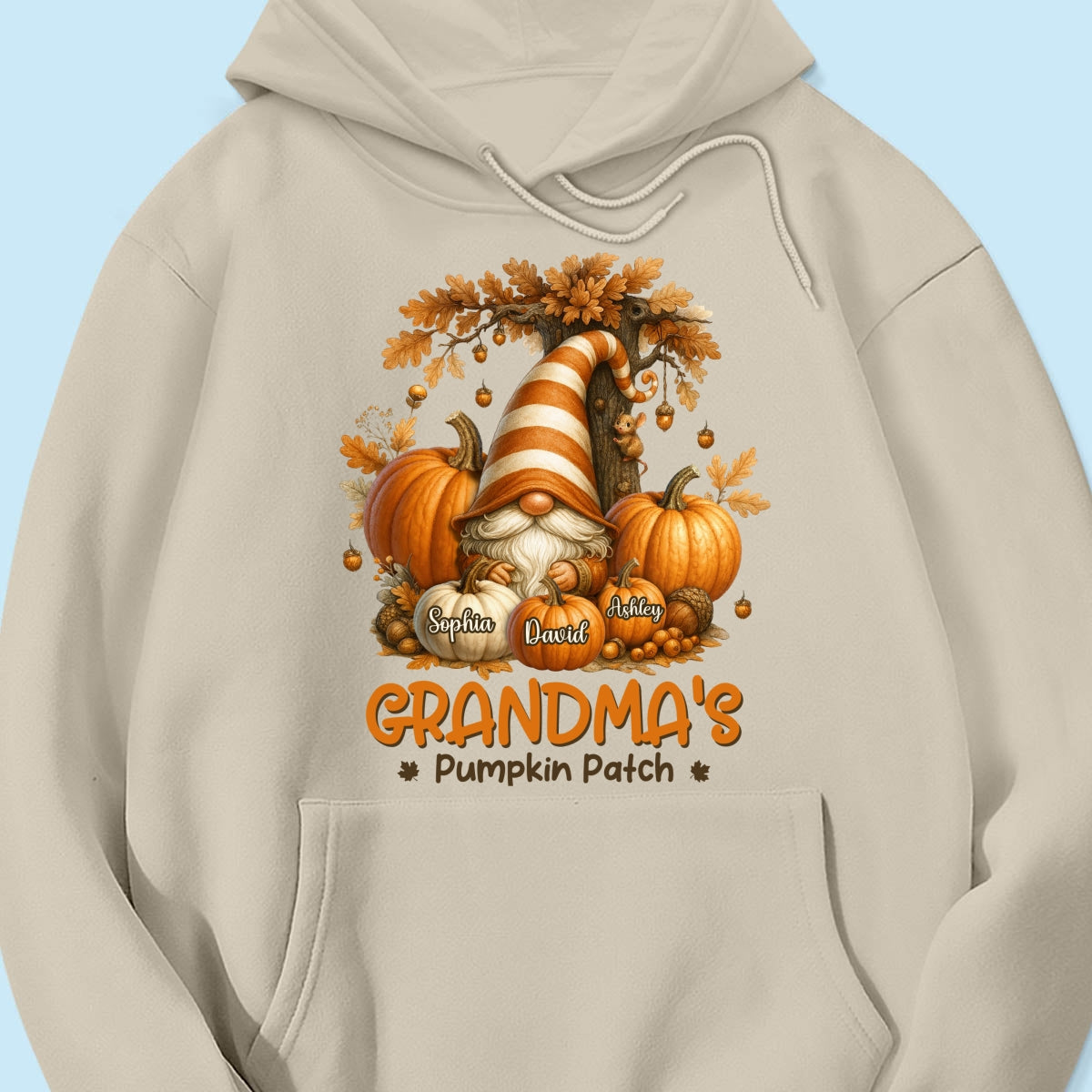 Gnome Grandma's Pumpkin Patch Personalized Fall Sweatshirt, Cozy Fall Sweatshirt for Grandma