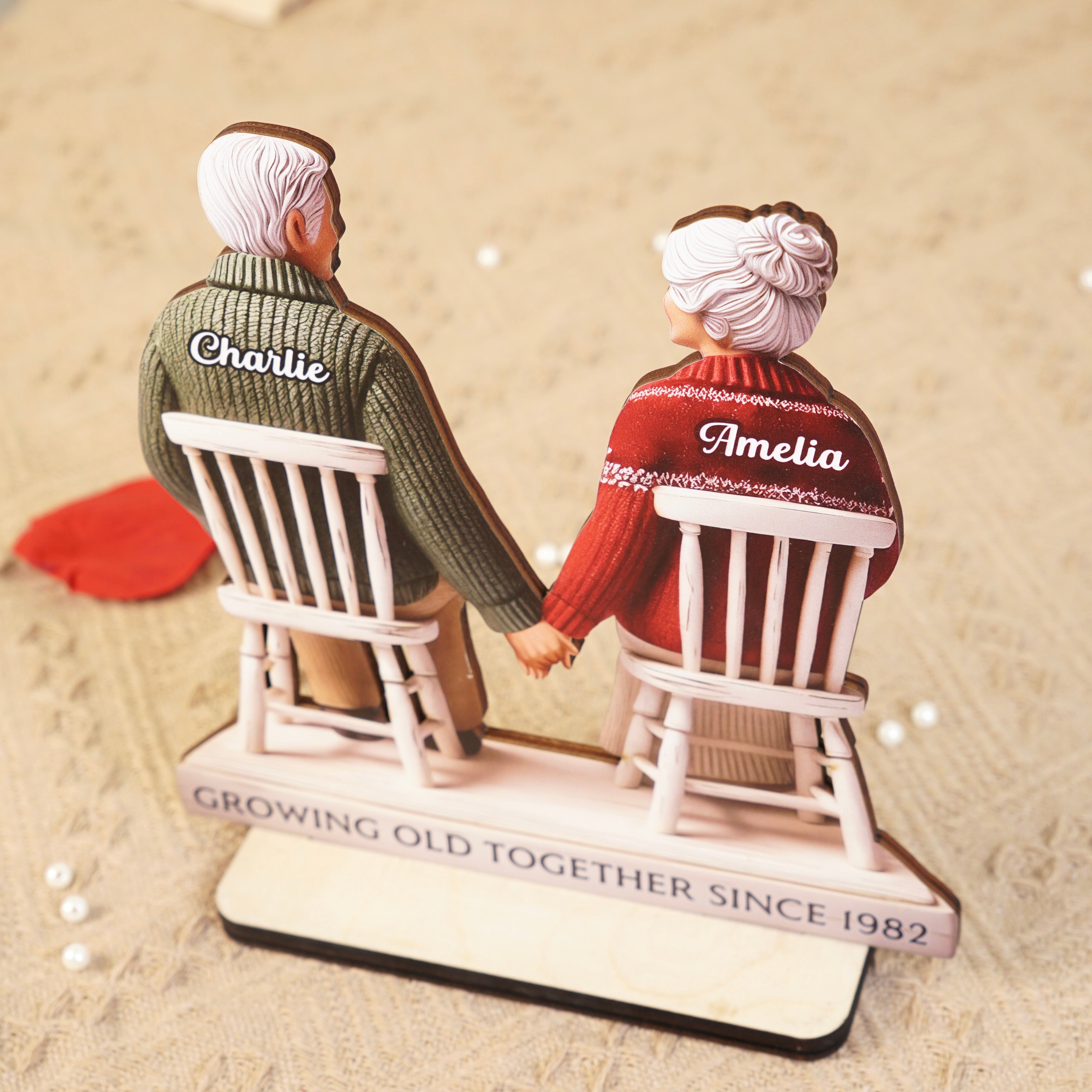 3D Effect Eternal Love Couple Growing Old Together - Personalized Wooden Plaque - Heartfelt Gift For Couple, For Him, For Her, Husband, Wife
