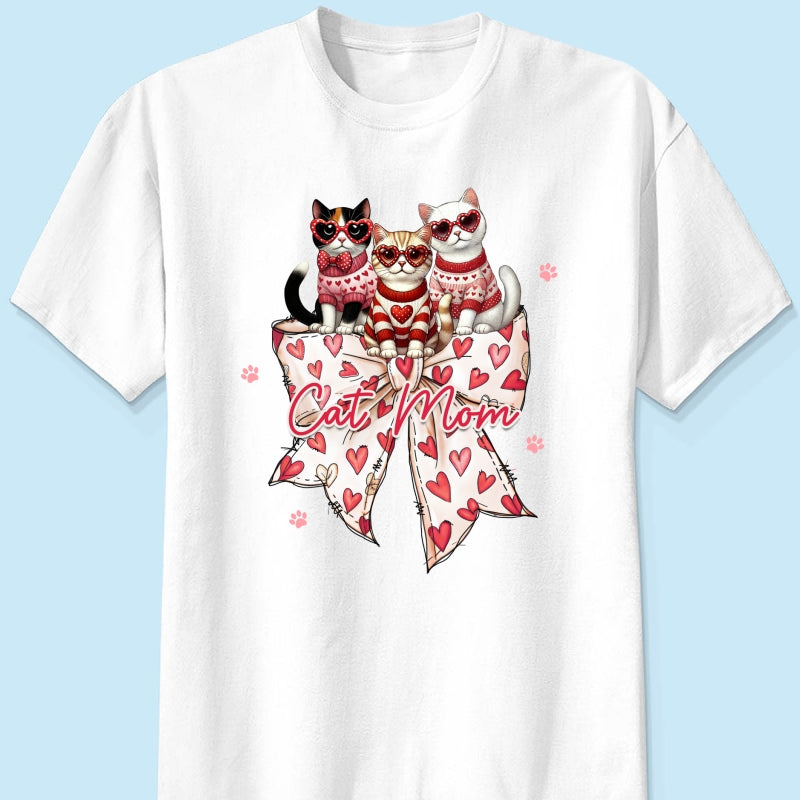 Coquette Bow Cat Personalized Shirt, Gift for Cat Moms