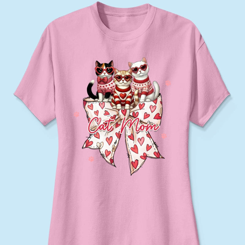 Coquette Bow Cat Personalized Shirt, Gift for Cat Moms