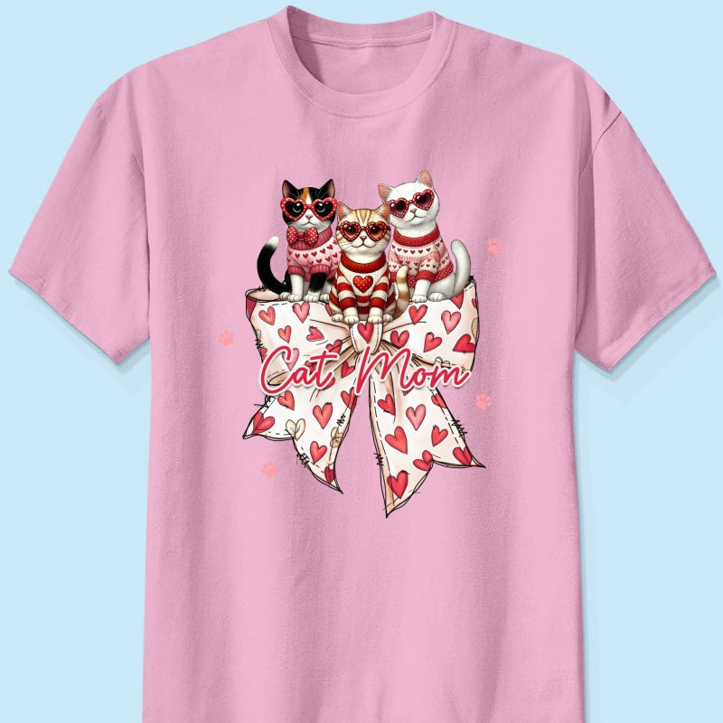 Coquette Bow Cat Personalized Shirt, Gift for Cat Moms