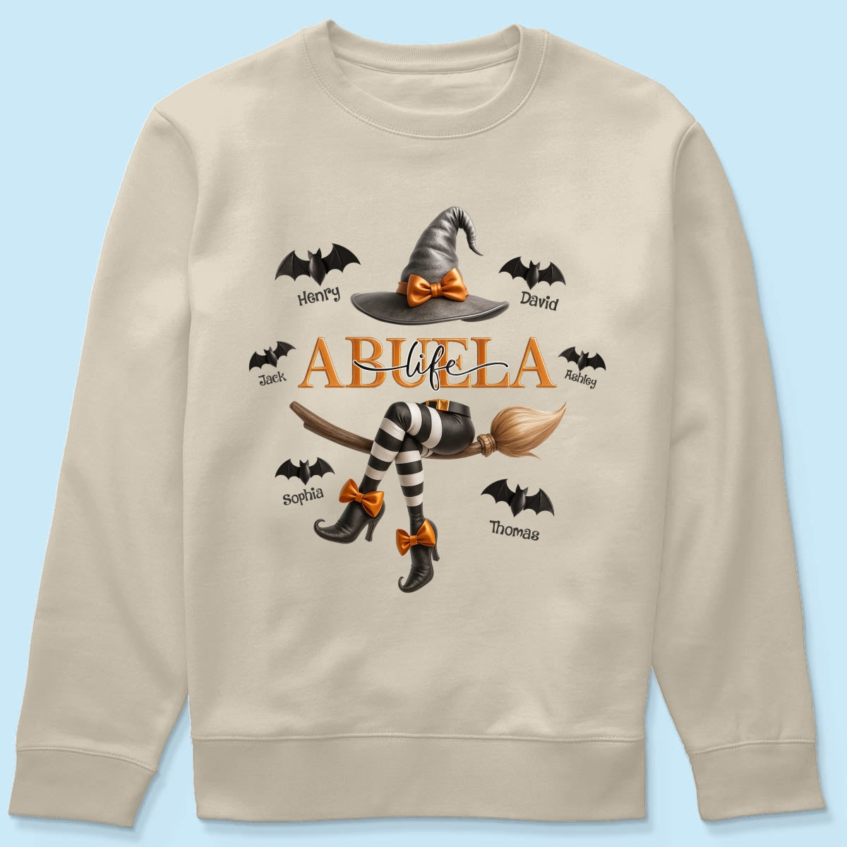 Grandma Life Witch 3D Effect Personalized Sweatshirt, Halloween Sweatshirt for Grandma
