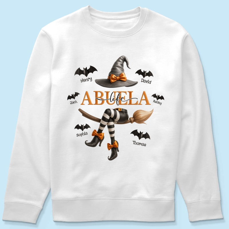 Grandma Life Witch 3D Effect Personalized Sweatshirt, Halloween Sweatshirt for Grandma
