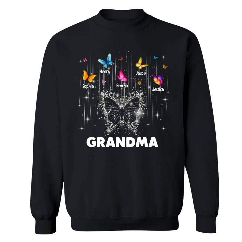 Twinkle Butterflies Mom Grandma Personalized Shirt