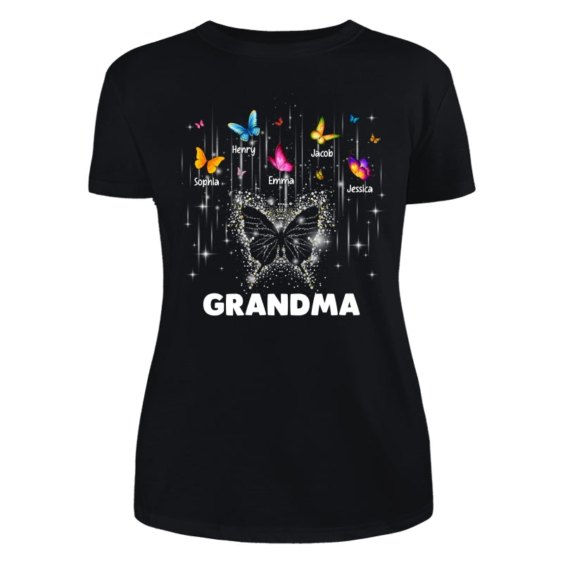 Twinkle Butterflies Mom Grandma Personalized Shirt