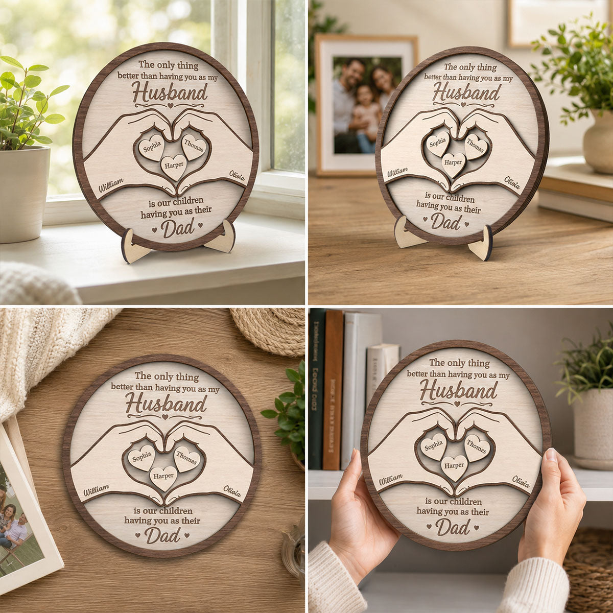 The Only Thing Having You As My Husband Hearts in Hands - Personalized 2-Layered Wooden Plaque - Gift For Husband