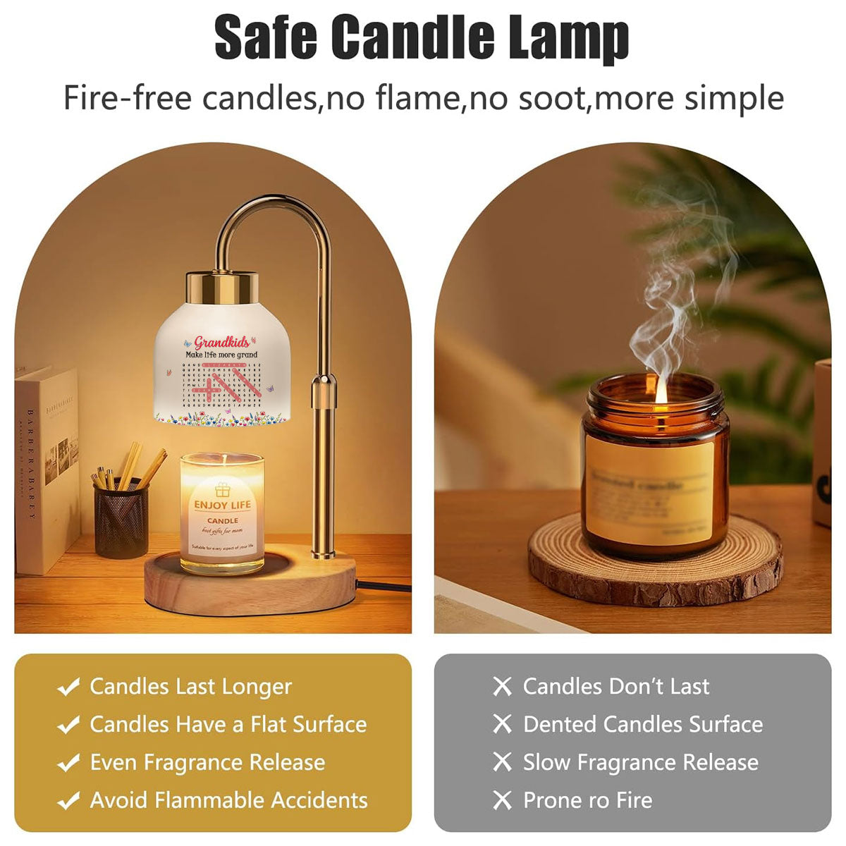 Grandkids Make My Life More Grand Word Search Puzzle - Personalized Candle Warmer Lamp - Mother's Day Gift for Grandma, Mom, Wife