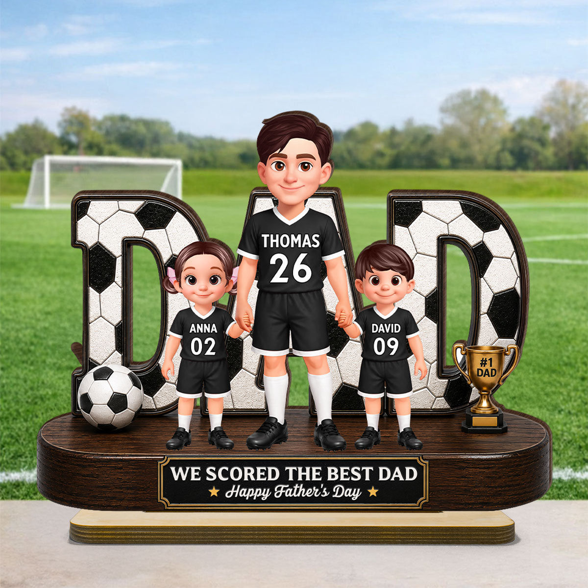 Soccer Dad Legend We Scored The Best Dad - Personalized 2-Layered Wooden Plaque - Gift For Dad, Husband, Soccer Lovers