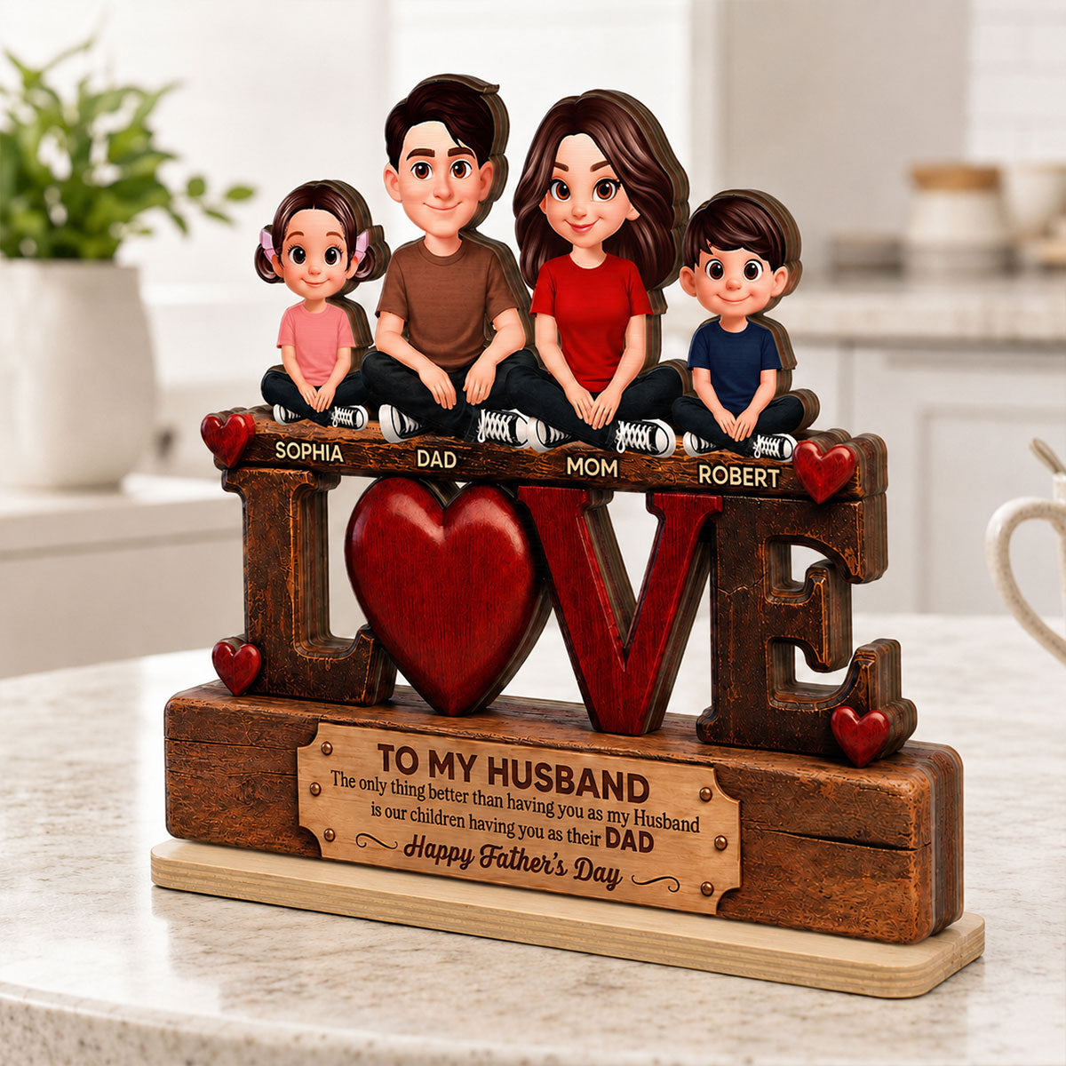 Forever Family Love To My Husband The Only Thing - Personalized 2-Layered Wooden Plaque - Gift For Husband, Dad