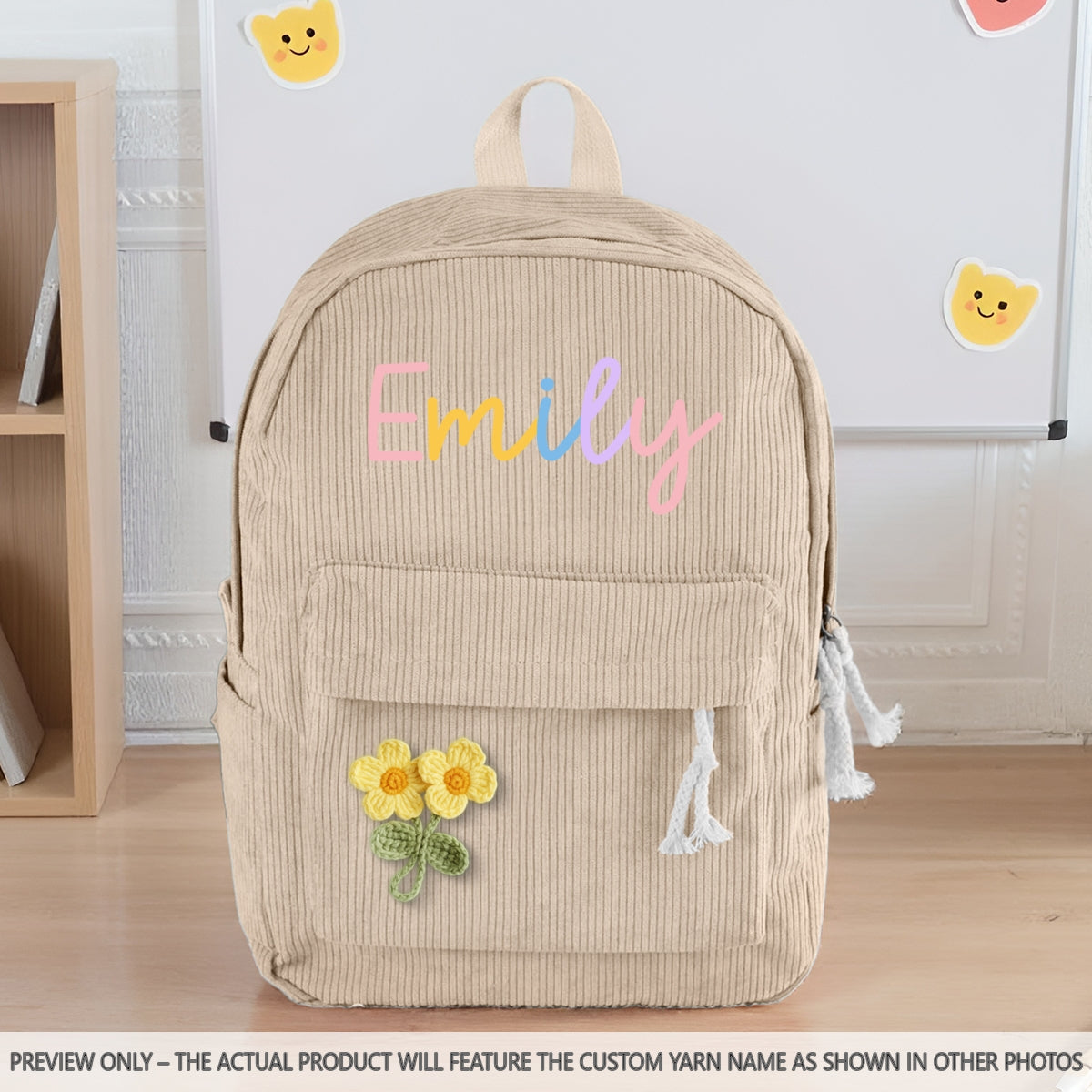 Custom Kid Name Pastel Color Personalized Backpack