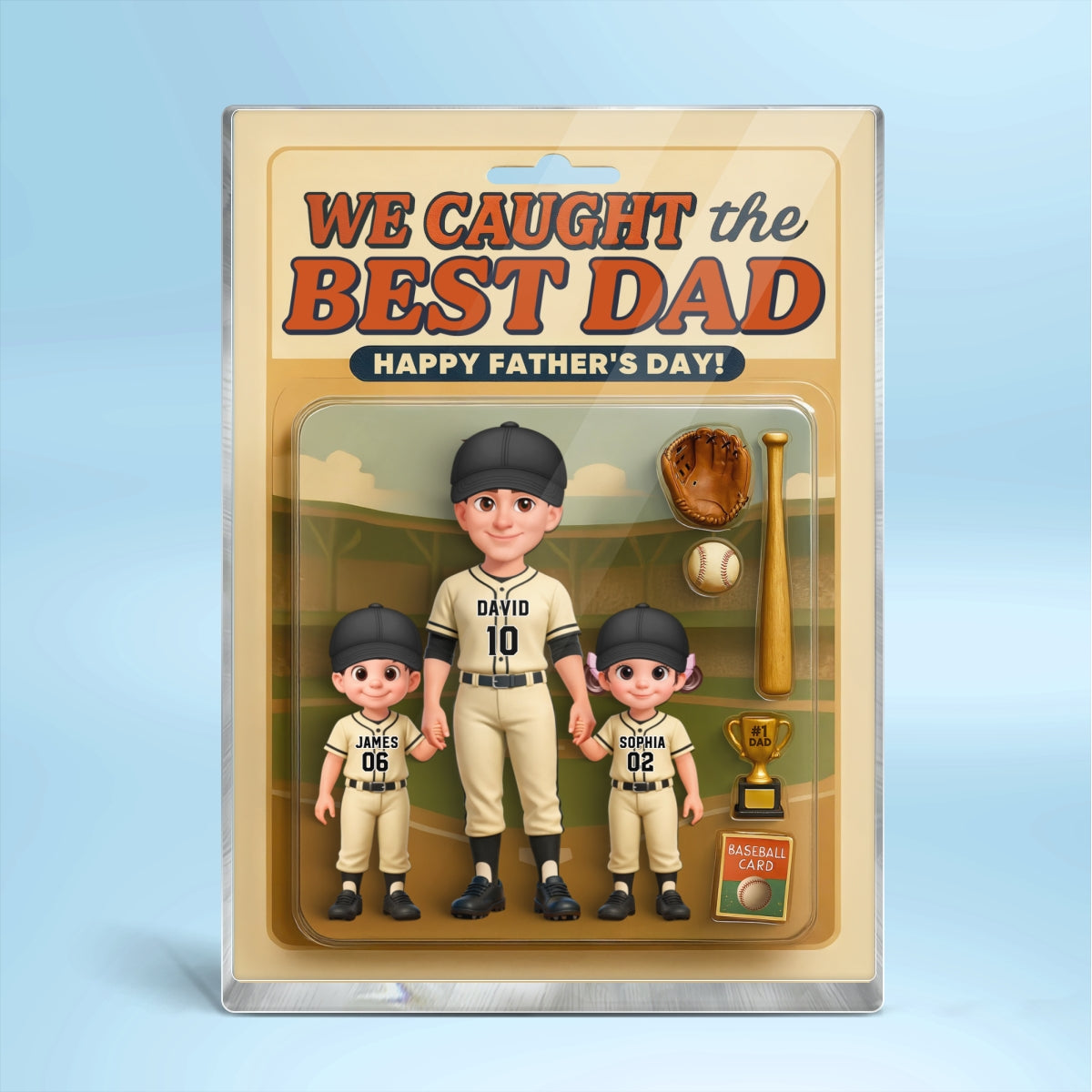 Baseball Things We Caught The Best Dad - Personalized Acrylic Block Plaque - Gift For Baseball Dad