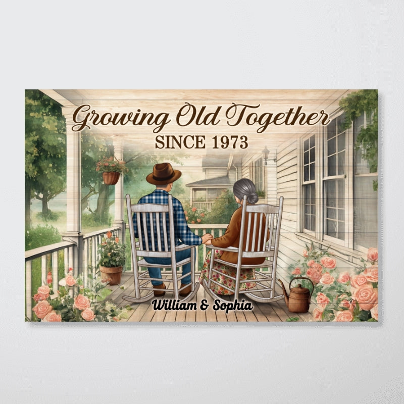 Couple Sitting On The Porch, Growing Old Together Personalized Poster, Heartfelt Gift For Couple, For Him, For Her, Husband, Wife