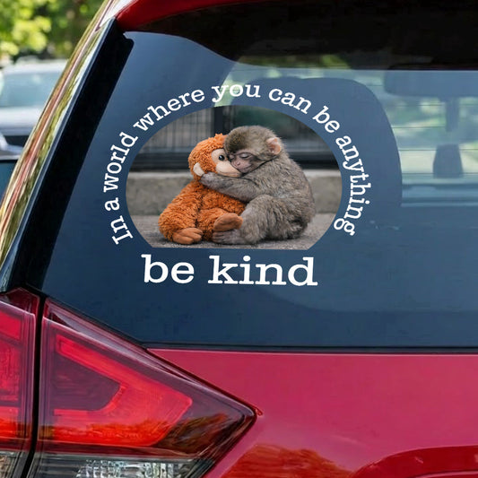 Baby Punch Monkey - Be Kind, Punch The Abandoned Baby Monkey Gift For Animal Lover - Decal