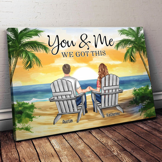 Beach Scene Palm Trees You & Me We Got This - Personalized Wrapped Canvas