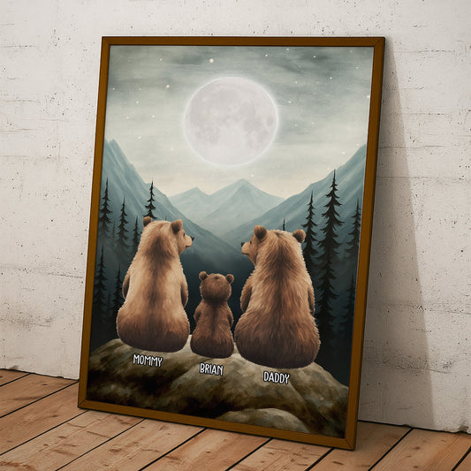 Father's Day Gifts, Bear Family Art Home Decor - Personalized Poster