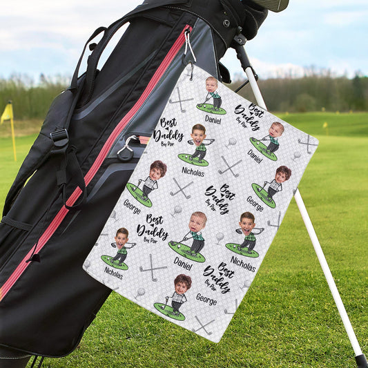 Father's Day Gifts, Best Dad By Par Best Papa By Par - Personalized Photo Golf Towel