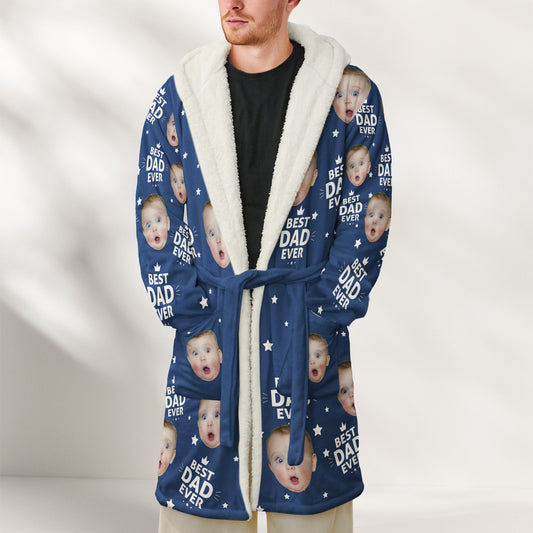 Father's Day Gifts, Best Dad Ever, Best Mom Ever, Best Papa Ever, Best Grandma Ever - Personalized Photo Hooded Robe