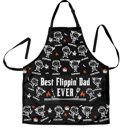 Father's Day Gifts, Best Flippin Dad Ever - Father's Day Gifts For Dad, Papa - With Funny Kids' Faces - Personalized Apron