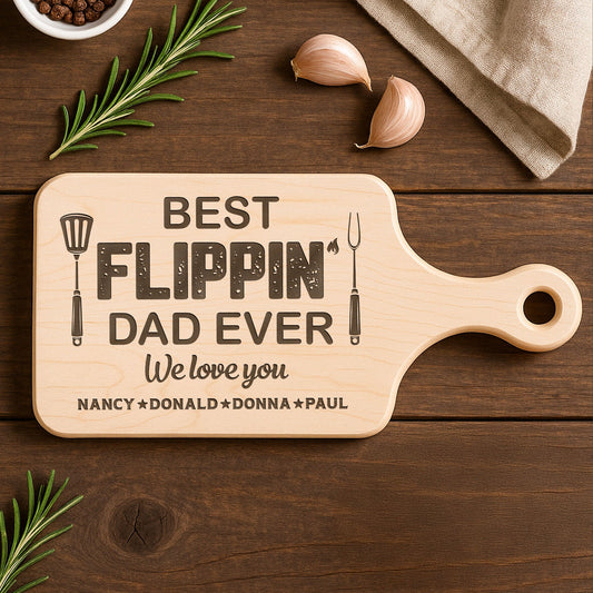 Father's Day Gifts, Best Flippin Dad Ever - Personalized Paddle Cutting Board