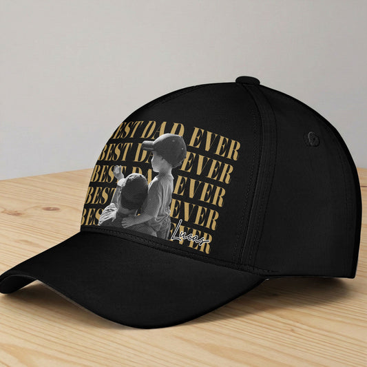 Father's Day Gifts, Best Dad Ever Custom Vintage Photo - Personalized Cap