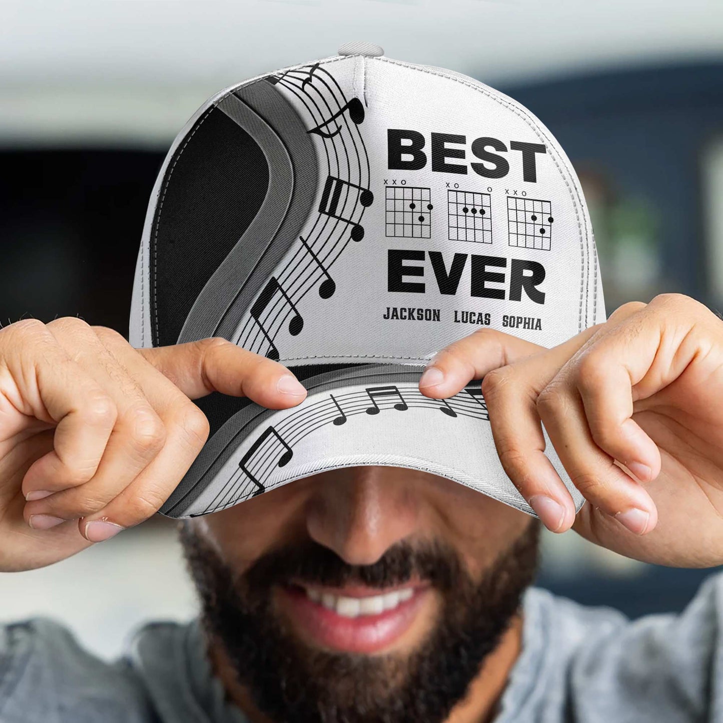Best Dad Ever Guitar Lover - Personalized Cap