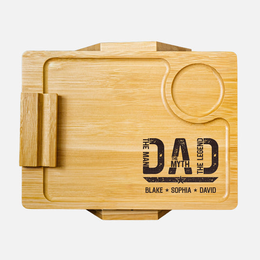 Father's Day Gifts, Best Dad Ever The Man, The Myth, The Legend - Personalized Wooden Couch Arm Table