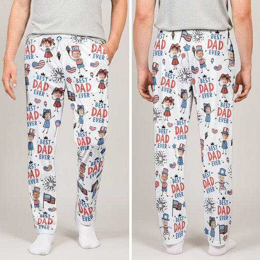 Best Dad Ever USA Flag - Personalized Lounge Pants