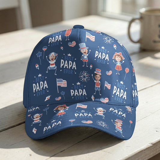 Best Dad Ever USA Flag - Personalized Cap