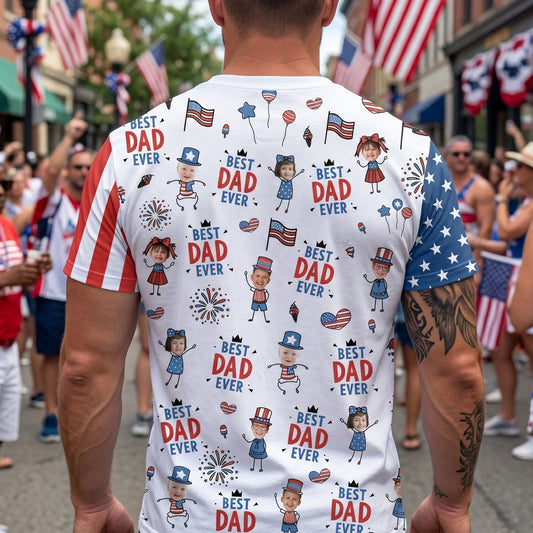 Best Dad Ever Usa Flag - Personalized Shirt