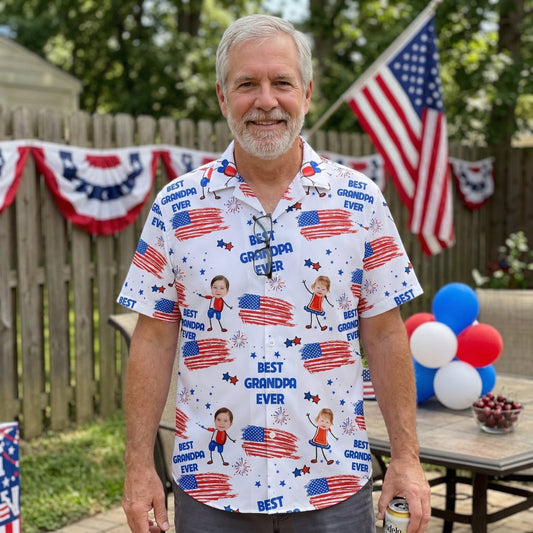 Father's Day Gifts, Best Dad Grandpa Ever Custom Photo - Personalized Hawaiian Shirt