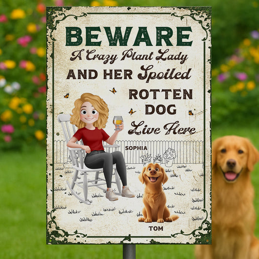 Beware A Crazy Plant Lady - Personalized Metal Sign
