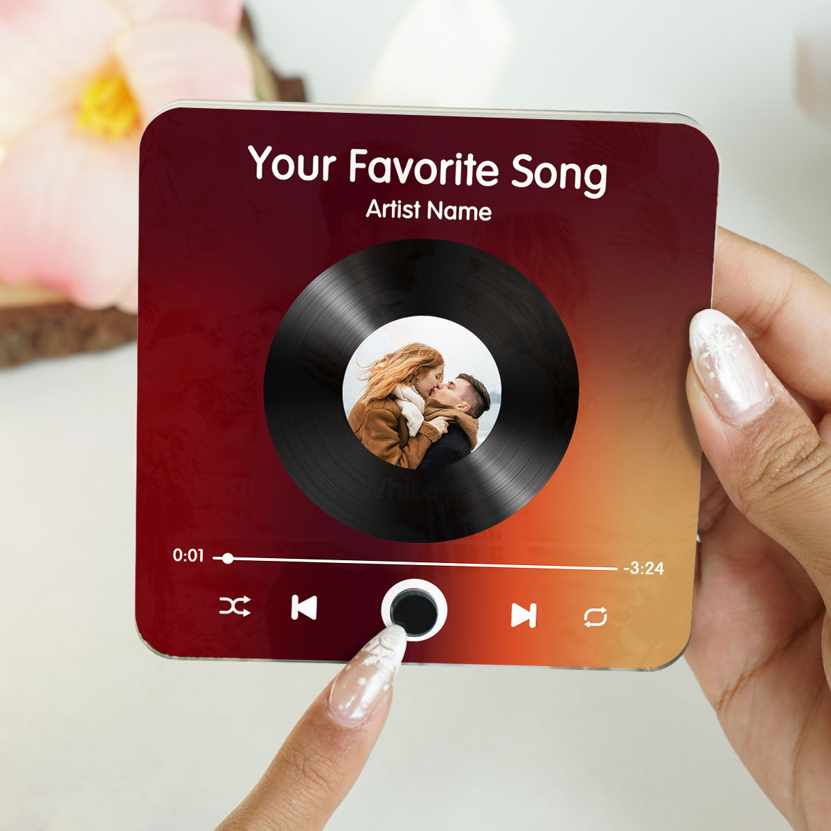 Custom Photo & Favorite Song Disc Personalized Music Fridge Magnet, Gift For Couple